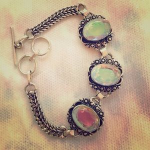 Rainbow Topaz and sterling silver Bracelet